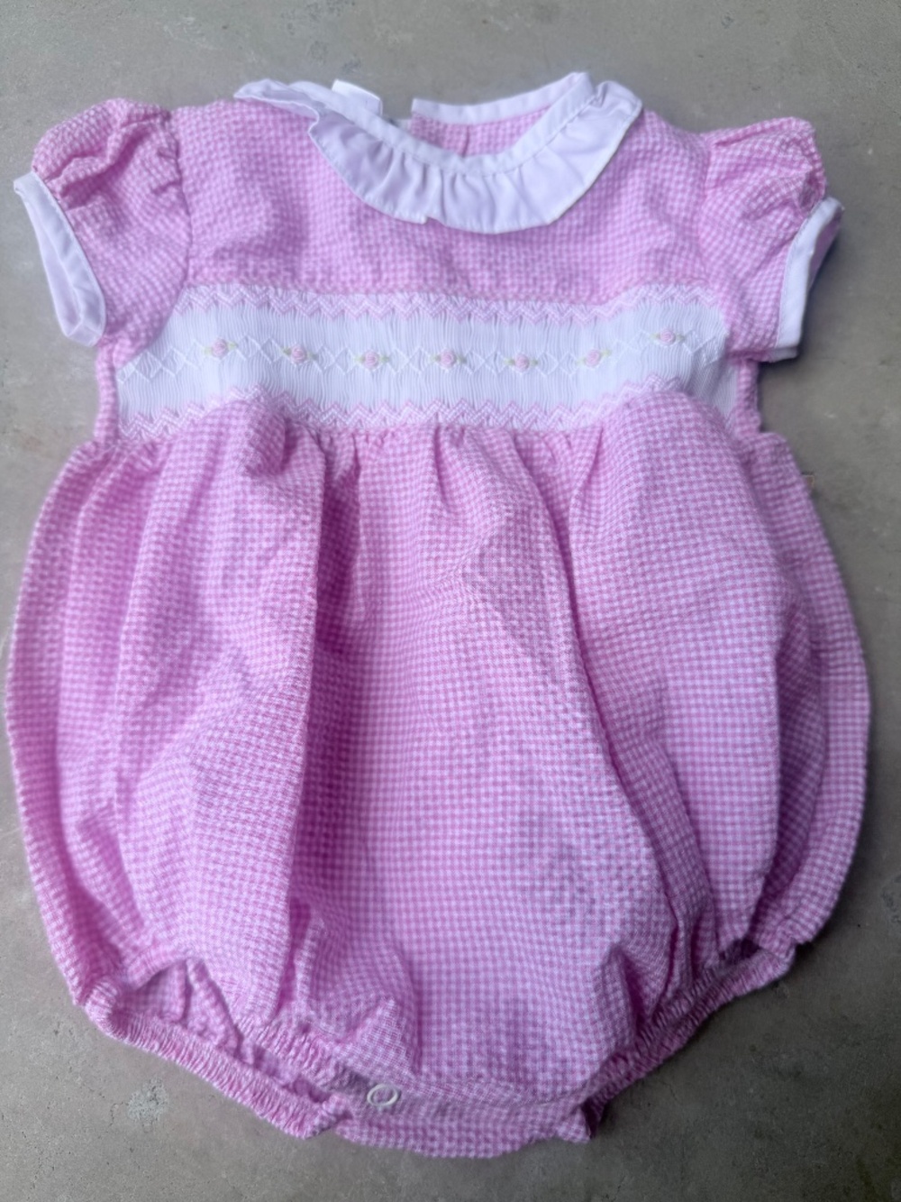 Baby Smocked Rose Bubble Romper
